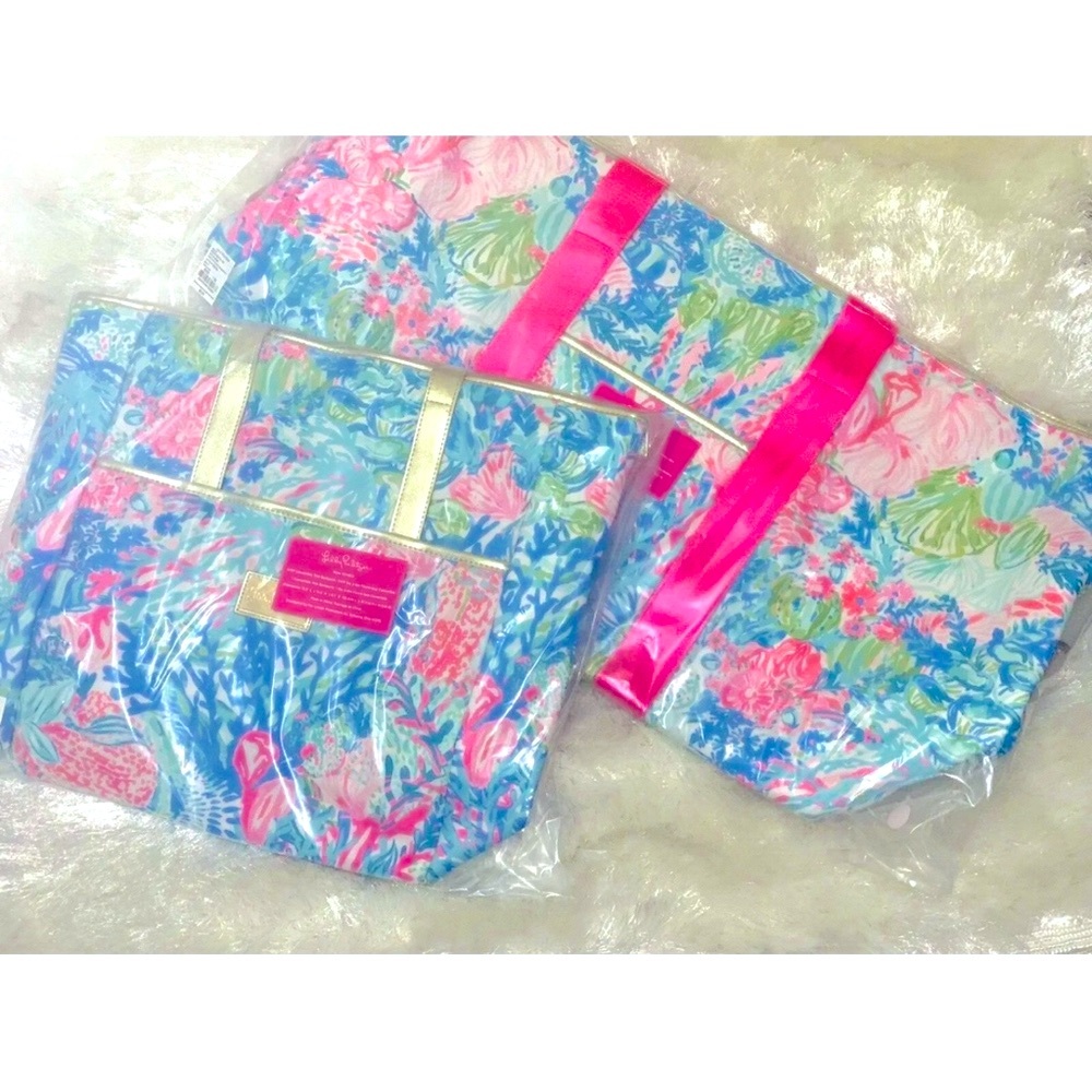 NWT LILLY PULITZER 3 Pc HUGE Duffle & Crossbody Bag Set/Backpack Fished My Wish